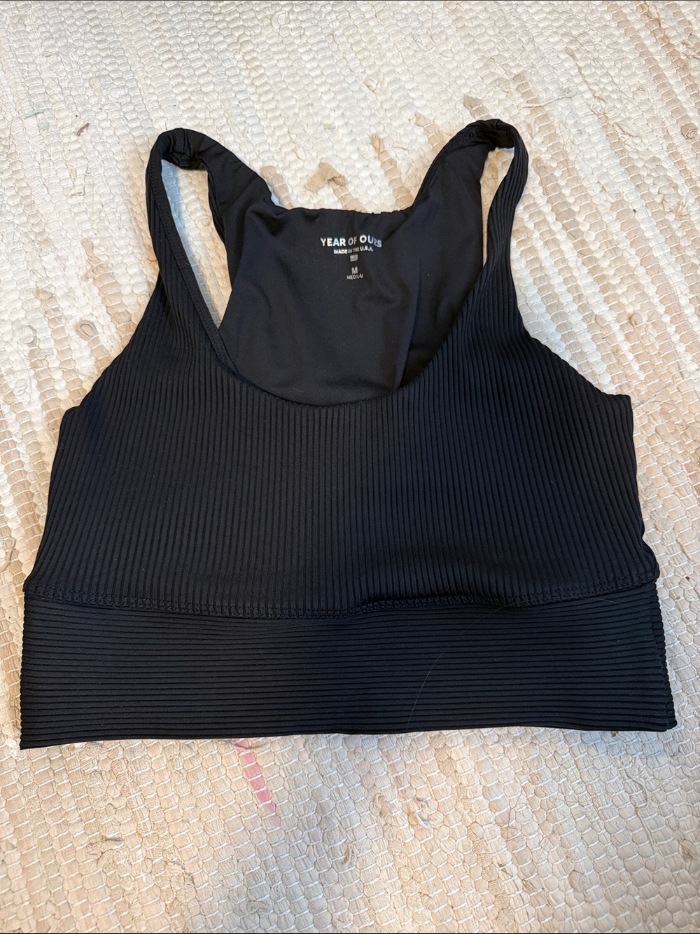 Year of Ours Black Ribbed Athletic Bralette